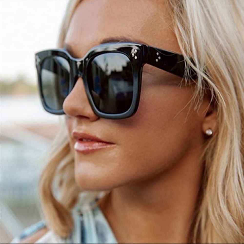 Oversized Black Crystals Sunglasses
